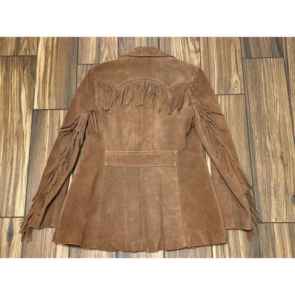 Vtg Fanny’s Hide Women's Western Style Cowgirl Suede Leather Jacket With Fringes - Picture 8 of 13
